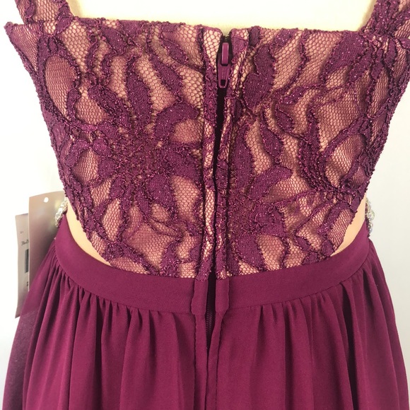 Jodi Kristopher Magenta Lace Jeweled Party Dress - Size 5 Juniors NWT - Picture 8 of 16